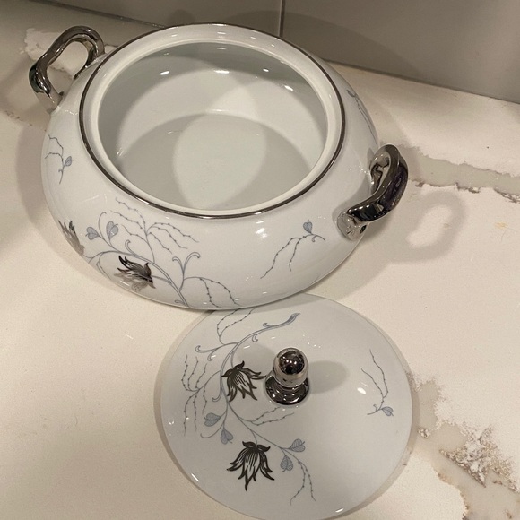 Vintage Baronet China Silver Arbor Covered Vegetable Dish Bavaria Germany - Picture 3 of 9